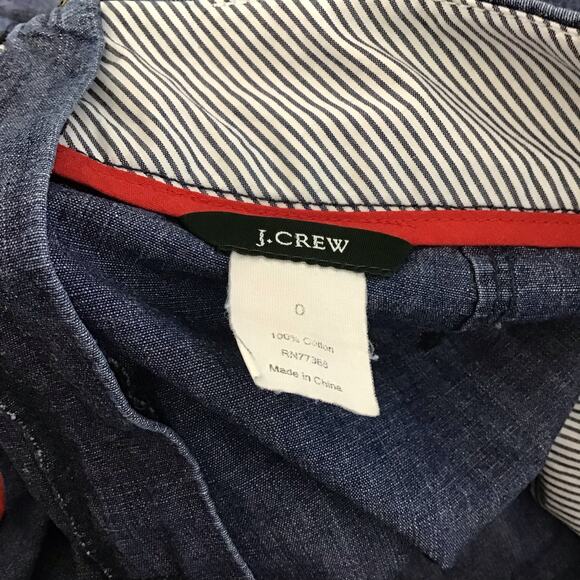 J CREW Retro Chambray Wendy A Line Dark Blue Chambray Denim Circle Skirt sz 0 - Picture 10 of 11